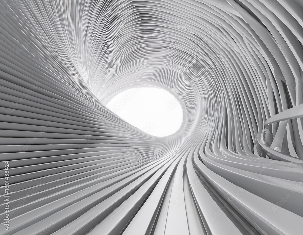 Poster abstract white twisted corridor 3d rendering