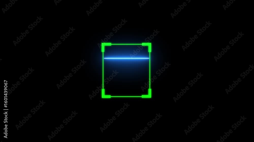 Poster digital scanner icon. scanner icon animation glows with neon shine effect in smooth motion. scanner 