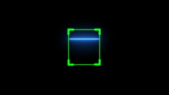 Digital scanner icon. Scanner icon animation glows with neon shine effect in smooth motion. Scanner icon animation creates a modern digital scan visual. Face unlock animation.