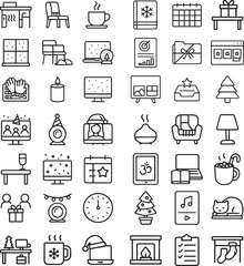Modern home office icon set for remote work and productivity