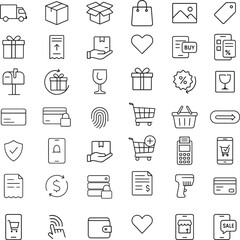 Online shopping icons set with e commerce elements
