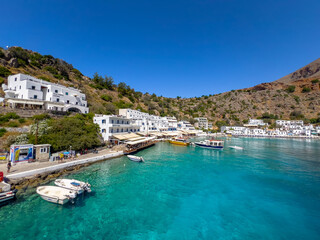 Greek village of Loutro, Chania, Crete, Greece.