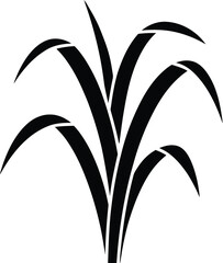 A stylized black silhouette of a sugar cane plant showcases its distinctive leaves and stalks, ideal for designs needing a tropical, agricultural, or minimalist botanical element.