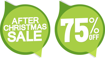 After Christmas Sale 75% off. Discount banners isolated on transparent background, PNG