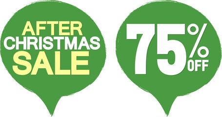 After Christmas Sale 75% off. Discount banners isolated on transparent background, PNG