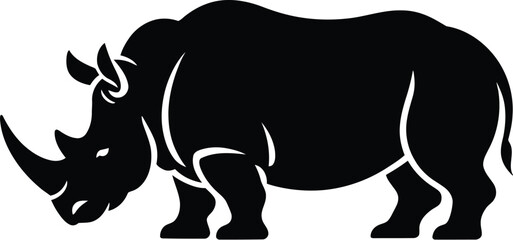 A bold rhino silhouette showcases the strength and beauty of this endangered species, perfect for wildlife conservation projects, educational materials, or striking logo designs.