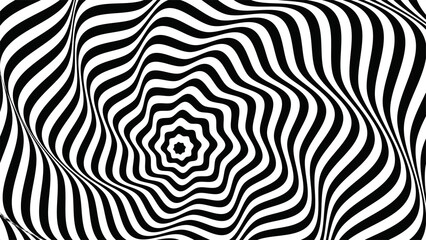 Optical Illusion with Wavy Lines Black and White Swirl