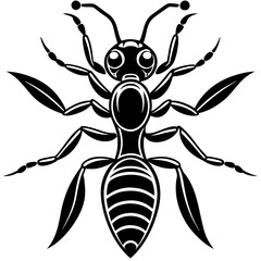 Vector art of a diligent ant with large eyes isolated on white background