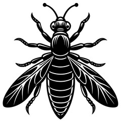 Vector art of a striking black and white bee illustration isolated on white background