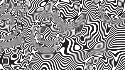 Abstract Optical Illusion Black and White Swirls and Ripples