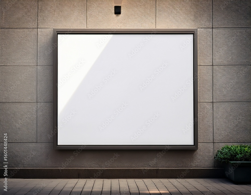 Poster urban mock up white paper billboard or poster in a frame on a wall background mock up generative ai