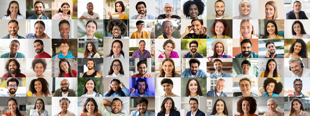 A vibrant collage showcases a joyful group of diverse individuals from various backgrounds. Each...