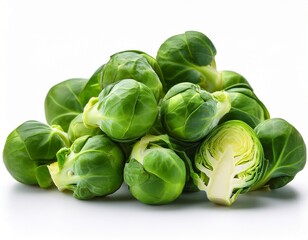 fresh green brussels sprouts isolated on white background displaying vibrant healthy vegetables