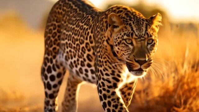 Leopard running wildlife cheetah animal. 4k video