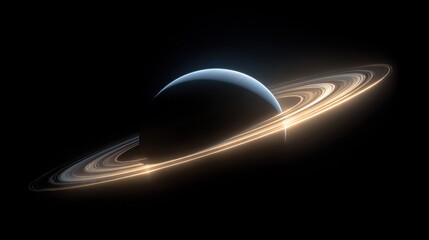 Saturn with Glowing Rings and Atmospheric Layers