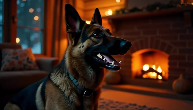 Dutch shepherd laughing with excited yips