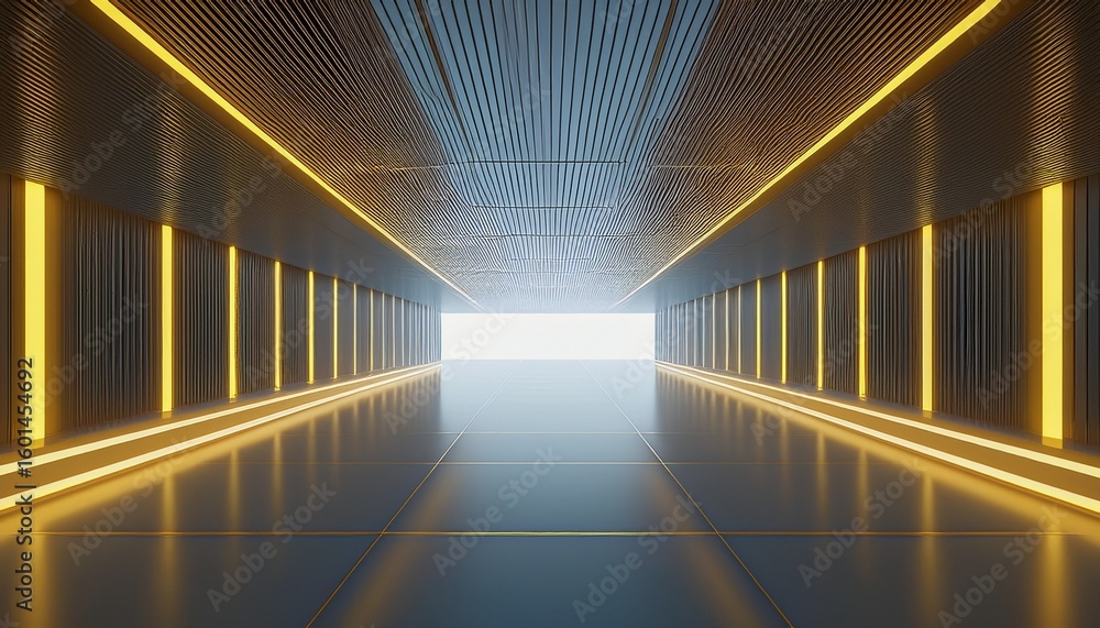 Poster abstract illuminated empty corridor interior design future concept 3d rendering
