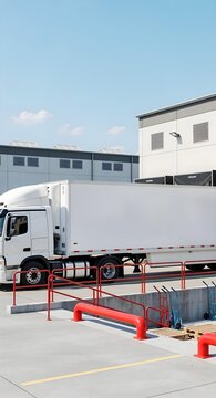 Semi-Truck Mockup at Industrial Loading Dock