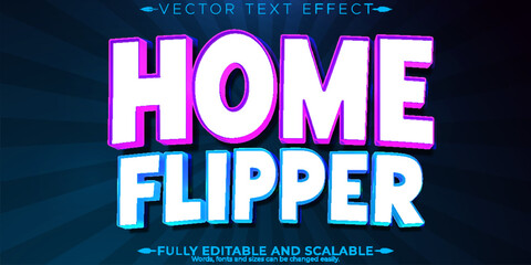Home editable text effect, editable house and game text style