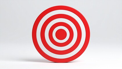 Frontal Close-Up of a Bold Red and White Target with Perfect Concentric Circles in Sharp Focus Under Studio Lighting; Symbol of Precision, Focus, and Direct Aim in Minimalist Composition