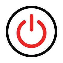 Red Power Button Icon with Black Circle Outline.