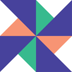 Windmill design created from purple, orange and green triangles