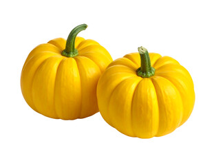 Obraz premium Two small yellow pumpkins isolated on transparent background