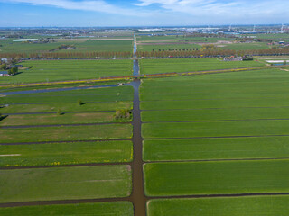 drainage channel Vierde Tocht from the air with Cortelande and Restveen of the Zuidplaspolder