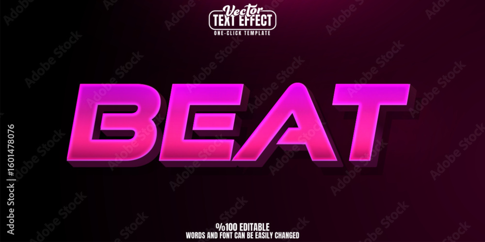 Poster beat editable text effect, customizable music and party 3d font style