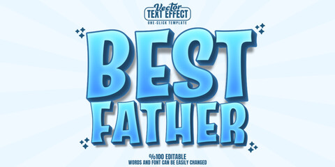 Father editable text effect, customizable blue and family 3d font style