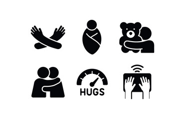 solid icon isolated hugs arms out hugs blanket wrap hugs teddy pillow hugs embrace hugs squeeze meter hugs gesture sensor