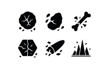 solid icon isolated shards asteroid fragment sample shards stone chip debris shards bone splinter piece shards windshield fragment he shards bullet shrapnel segment shards fragment