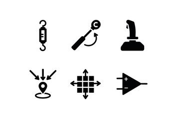 solid icon isolated force spring balance force torque wrench force feedback joystick force amplifier module force convergence point map force distribution