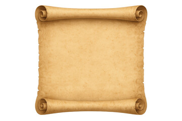 Vintage parchment scroll unfurling, revealing empty space for historical or medieval-inspired graphic layouts
