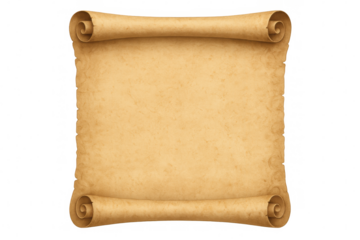 Vintage parchment scroll unfurling, revealing empty space for historical or medieval-inspired graphic layouts