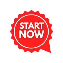 Red Start Now Label for Marketing Banners