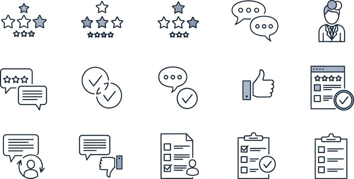 A collection of feedback and review icons representing customer satisfaction
