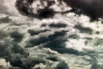 Dark storm clouds before a thunder-storm. Panoramic image