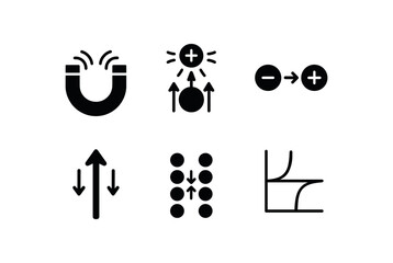 solid icon isolated attraction bar magnet attraction coulomb counter attraction dipole pair attraction force vector attraction particle alignment attraction curve plot