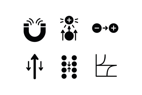 solid icon isolated attraction bar magnet attraction coulomb counter attraction dipole pair attraction force vector attraction particle alignment attraction curve plot