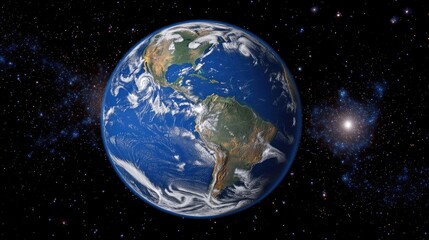 Fototapeta premium A stunning perspective of Earth showcasing the continents and oceans, emphasizing the need for global harmony