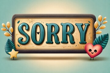 Cute sorry message with heart and star decorations