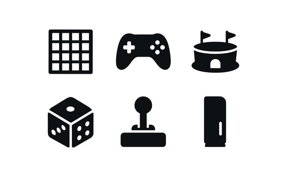 solid icon isolated games board games controller games arena games dice games joystick games console