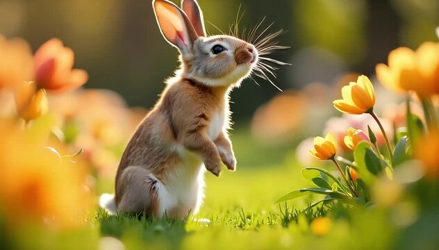 European rabbit roaring softly with thumping sounds