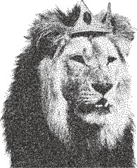 Lion y2k retro stipple art roar brutalist halftone vector png transparent, mane 2000s photocopy effect tattoo aesthetic
