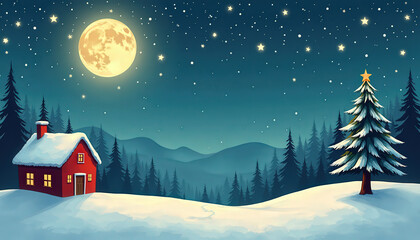 Fototapeta premium christmas night landscape