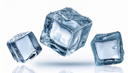 Obraz premium flying ice cubes isolated on white background
