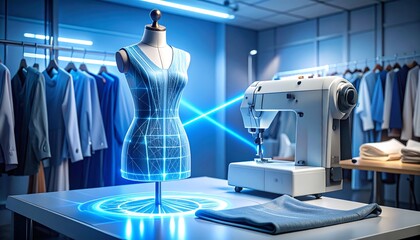 Mannequin and Sewing Machine with Digital Design Interface
