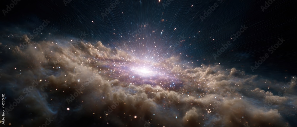 Poster cosmic big bang explosion in vast universe display screen