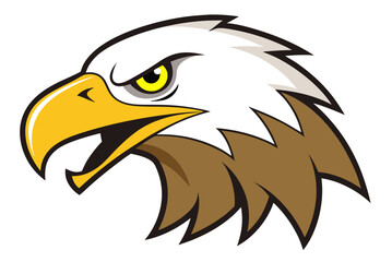 Obraz premium Vector cartoon mascot illustration of a bald eagle head with a black beak and white feathers